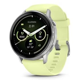 VENU-4-45MM-010-03014-32 ガーミン GARMIN GPSスマートウォッチ Venu 4 45mm Silver / Citron シリコンバンド 心電図（ECG）アプリ Suica対応 010-03014-32