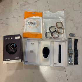Fitbit Sense 本体 充電器 ケースカバー チタン スチール ベルト