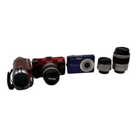 ■PENTAX Q10 レッド ダブルレンズセット CASIO EX-Z700 ブルー JVC Everio GZ-HM570-R ビデオカメラ まとめ2516714