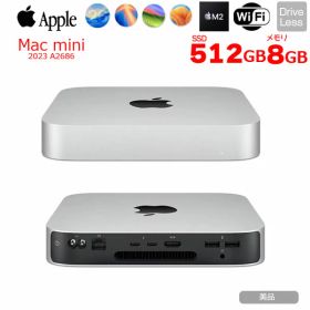 【中古パソコン】Apple Mac mini MMFK3J/A A2686 M2 2023 小型デスク 選べるOS [Apple M2 8コア メモリ8GB SSD512GB 無線 BT シルバー ]：美品