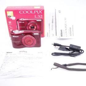 【極上品】ニコン Nikon デジタルカメラ COOLPIX L32 レッド 2005万画素 乾電池タイプ [W2605076A]