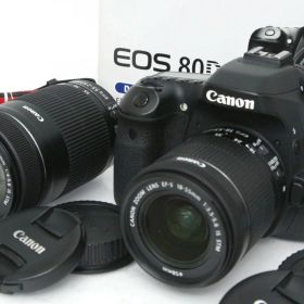 【中古】【良品】キヤノン EOS 80D ダブルズームキット CA01-R5552-3W4 Canon EFマウント APS-C 標準ズーム 望遠ズーム 手ブレ補正 レンズ付き セット 中古