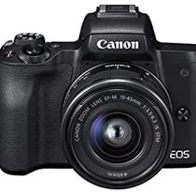 【中古】【非常に良い】Canon キヤノン ミラーレス一眼カメラ EOS Kiss M ブラック レンズキット EF-M15-45 IS STM付属 EOSKISSMBK-1545ISSTMLK-A