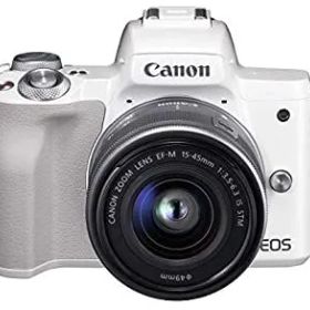 【中古】【非常に良い】Canon キヤノン ミラーレス一眼カメラ EOS Kiss M ホワイト レンズキット EF-M15-45 IS STM付属 EOSKISSMWH-1545ISSTMLK-A