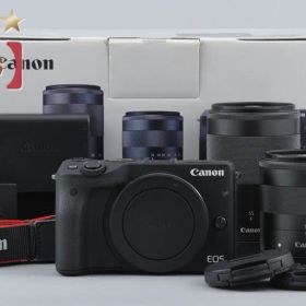 【中古】Canon キヤノン EOS M3 ブラック ダブルズームキット 元箱付き