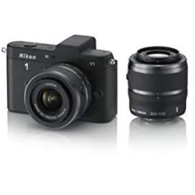 【中古】Nikon ミラーレス一眼カメラ Nikon 1 (ニコンワン) V1 (ブイワン) ダブルズームキット ブラック N1 V1WZ BK tf8su2k