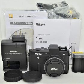 Nikon ミラーレス一眼カメラ Nikon 1 (ニコンワン) V1 (ブイワン) 薄型レンズキット ブラックN1 V1ULK BK(中古品)