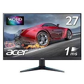 【中古】【非常に良い】Acer公式 ゲーミングモニター Nitro VG270Ubmiipx 27インチ IPS 非光沢 WQHD 1ms 75Hz FreeSync フレームレスデザイン HDMIx2 スピーカー内蔵 VE
