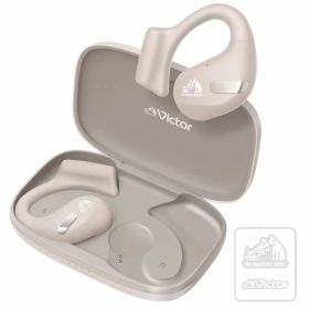 JVCケンウッド Victor HA-NP50T ワイヤレスイヤホン bluetooth オープンイヤー 耳をふさがない ながら聴き マルチポイント 耳掛け 最大38時間再生 ステッカー付 ベージュ HA-NP50T-CA