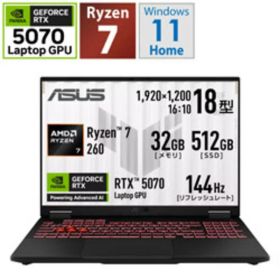 【中古】ASUS(エイスース) 〔展示品〕 TUF Gaming A18 FA808UP FA808UP-R7R5070 イェーガーグレー 【258-ud】