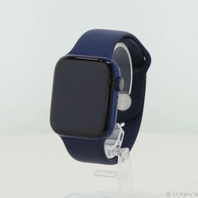 (中古)Apple Apple Watch Series 6 GPS 44mm ブルーアルミニウムケース ディープネイビースポーツバンド(196-ud)