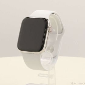 (中古)Apple Apple Watch Series 6 GPS + Cellular 44mm シルバーステンレススチールケース ホワイトスポーツバンド(377-ud)