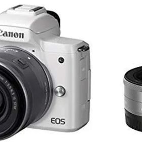 【中古】Canon ミラーレス一眼カメラ EOS Kiss M ダブルレンズキット ホワイト EOSKISSMWH-WLK
