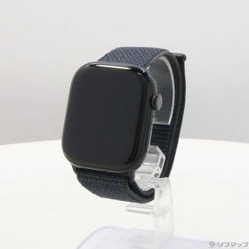 (中古)Apple (展示品) Apple Watch Series 10 GPS 46mm ジェットブラックアルミニウムケース インクスポーツループ(377-ud)
