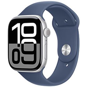 (中古)Apple Apple Watch Series 10 GPS + Cellular 46mm シルバーアルミニウムケース デニムスポーツバンド(295-ud)