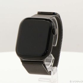 (中古)Apple Apple Watch Series 10 GPS 46mm ジェットブラックアルミニウムケース スレートミラネーゼループ(348-ud)