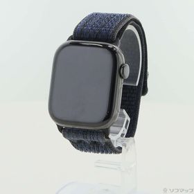 (中古)Apple Apple Watch Series 10 GPS + Cellular 42mm スレートチタニウムケース ブラック/ブルーNikeスポーツループ(251-ud)