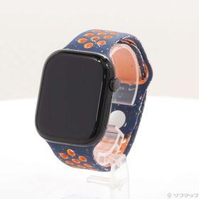 (中古)Apple Apple Watch Series 10 GPS 46mm ジェットブラックアルミニウムケース ブルーフレームNikeスポーツバンド(276-ud)