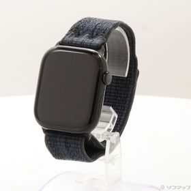 (中古)Apple Apple Watch Series 10 GPS 46mm ジェットブラックアルミニウムケース ブラック/ブルーNikeスポーツループ(198-ud)