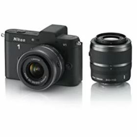 【中古】Nikon ミラーレス一眼カメラ Nikon 1 (ニコンワン) V1 (ブイワン) ダブルズームキット ブラック N1 V1WZ BK tf8su2k
