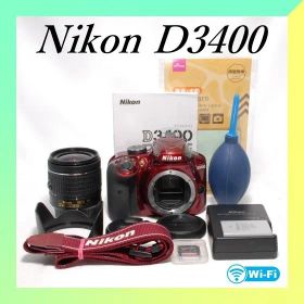 ✨Nikon D3400✨ショット数458✨レッドボディ✨初心者モデル✨一眼レフ