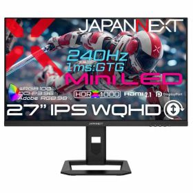JAPANNEXT 27インチ IPSパネル搭載 Mini LEDバックライト採用 WQHD(2560x1440)解像度 ゲーミングモニター JN-IPSM27G240Q-HSP HDMI2.1 DP 1ms(GTG:OD時) sRGB:100%
