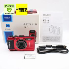 【極上品】 OLYMPUS STYLUS TG-4 Tough レッド 1600万画素 F2.0 15m防水 100kgf耐荷重 GPS 電子コンパス Wi-Fi デジタルカメラ #086VV0611