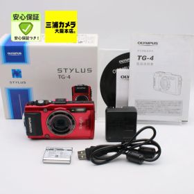 【極上品】 OLYMPUS STYLUS TG-4 Tough レッド 1600万画素 F2.0 15m防水 100kgf耐荷重 GPS 電子コンパス Wi-Fi デジタルカメラ #086VV0605