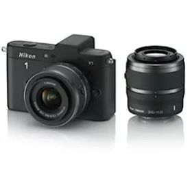 【中古】（非常に良い）Nikon ミラーレス一眼カメラ Nikon 1 (ニコンワン) V1 (ブイワン) ダブルズームキット ブラック N1 V1WZ BK