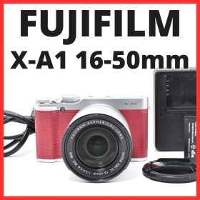 F06[7924]23★美品★ フジフイルム FUJIFILM X-A1 ボディ 16-50mm レンズキット 富士フイルム レッド