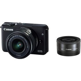 キヤノン Canon EOS M10 EF-M 15-45mm 22mm 単焦点 ダブルレンズキット ブラック ミラーレス一眼 カメラ 中古