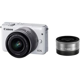 Canon EOS M10 ダブルレンズキット ホワイト 良品 動作確認済み 1ヶ月保証付 小型軽量 ミラーレス
