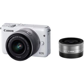 キヤノン Canon EOS M10 EF-M 15-45mm 22mm 単焦点 ダブルレンズキット ホワイト ミラーレス一眼 カメラ 中古