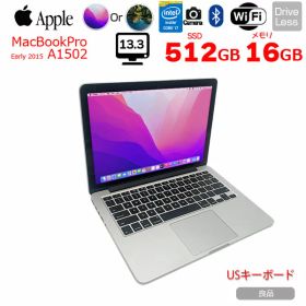 【中古パソコン】Apple MacBook Pro 13.3inch MF841J/A A1502 Early 2015 USキー 選べるOS [Core i7 5557U 3.1GHz メモリ16GB SSD512GB 無線 BT カメラ 13.3] ：良品