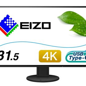【中古】【非常に良い】EIZO FlexScan 31.5インチ ディスプレイ モニター フレームレス 4K UHD IPS USBType-C HDMI DisplayPort 5年保証 EV3285-BK