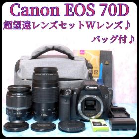 キャノン EOS 70D◎一眼レフカメラ◎スマホ転送◎バッグ付◎Wレンズ