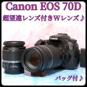 キャノン EOS 70D◎スマホ転送◎バッグ付◎一眼レフカメラ◎Wレンズ