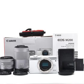 【返品保証】★極上品★キヤノン Canon EOS M200 ダブルズームキット 15-45mm / 55-200mm★ L568#8202