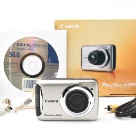 ■ ほぼ新品 ■ キヤノン Canon PowerShot A495 シルバー PC1470 《動作確認済・付属品・元箱付》 コンパクト デジタル カメラ #A1289