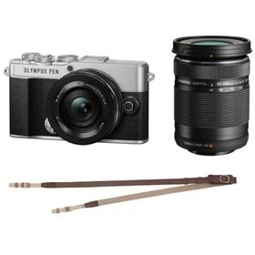 在庫あり ストラップ付き♪【送料無料】オリンパス OLYMPUS PEN E-P7 EZダブルズームキット シルバー