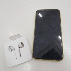 iPhone 11 64GB イエロー SIMロック有 割れ有 イヤホンセット