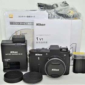 【中古】(非常に良い)Nikon ミラーレス一眼カメラ Nikon 1 (ニコンワン) V1 (ブイワン) 薄型レンズキット ブラックN1 V1ULK BK