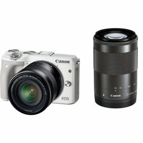 【中古】キヤノン Canon EOS M3 ホワイト ダブルズームキット ホワイト EF-M18-55mm F3.5-5.6 IS STM EF-M55-200mm F4.5-6.3 IS STM 付属 EOSM3WH-WZK カメラ 中古 人気 おすすめ 高画質