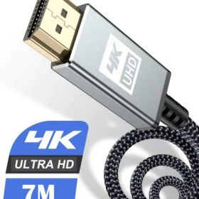4K HDMI ケーブル 7mハイスピード アップグレード版 HDMI 2.0規格HDMI Cable 4K 60Hz 対応 3840p/2160p UHD 3D HDR 18Gbps 高速イーサネット ARC hdmi ケーブル - 対応 パソコンの画面をテレビに映す Apple TV,PS5/PS4/PS3, PCモニターなど適用 (グレー)