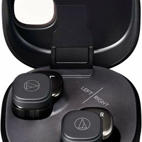 オーディオテクニカ ATH-SQ1TW2 BK ワイヤレスイヤホン bluetooth/小型 軽量 / 最大20時間再生 / 低遅延/外音取込み/マルチポイント/マルチペアリング/防水 IPX5 / ワイヤレス充電 /ブラック