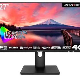 JAPANNEXT27インチモニター4KUHD3840x2160解像度IPSディスプレイ(KVM/HDMI/USB-C給電(65W)/DisplayPort/VESA対応/ブルーライトカット)JN-IPS273UHDR-C65W