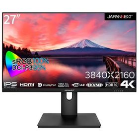 JAPANNEXT 液晶ディスプレイ 27型/3840×2160/DP×1、HDMI×1、USB Type-C×1/ブラック/スピーカー：無/1年保証 JN-IPS273UHDR-C65W