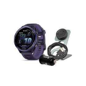 Garmin Forerunner 570 47mm GPS Running Smartwatch (Indigo/Imperial Purple) Bundle with Charging Stand and Car Adapter