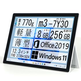 サーフェイス Surface Pro 5 Core m3-7Y30 Win11 Office付 12.3型 2K画質（2736×1824） Webカメラ付き テレワーク対応 Bluetooth WIFI メモリ 4GB SSD 128GB タブレットモバイルPC 中古パソコン