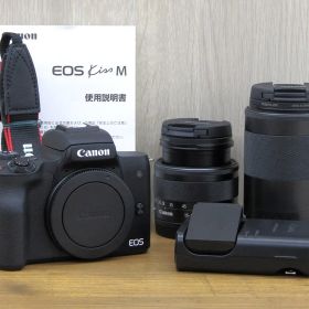 Canon キャノン ミラーレス一眼カメラ EOS Kiss M ダブルズームキット 14-45mm/55-200mm ブラック EOSKISSMBK-WZK